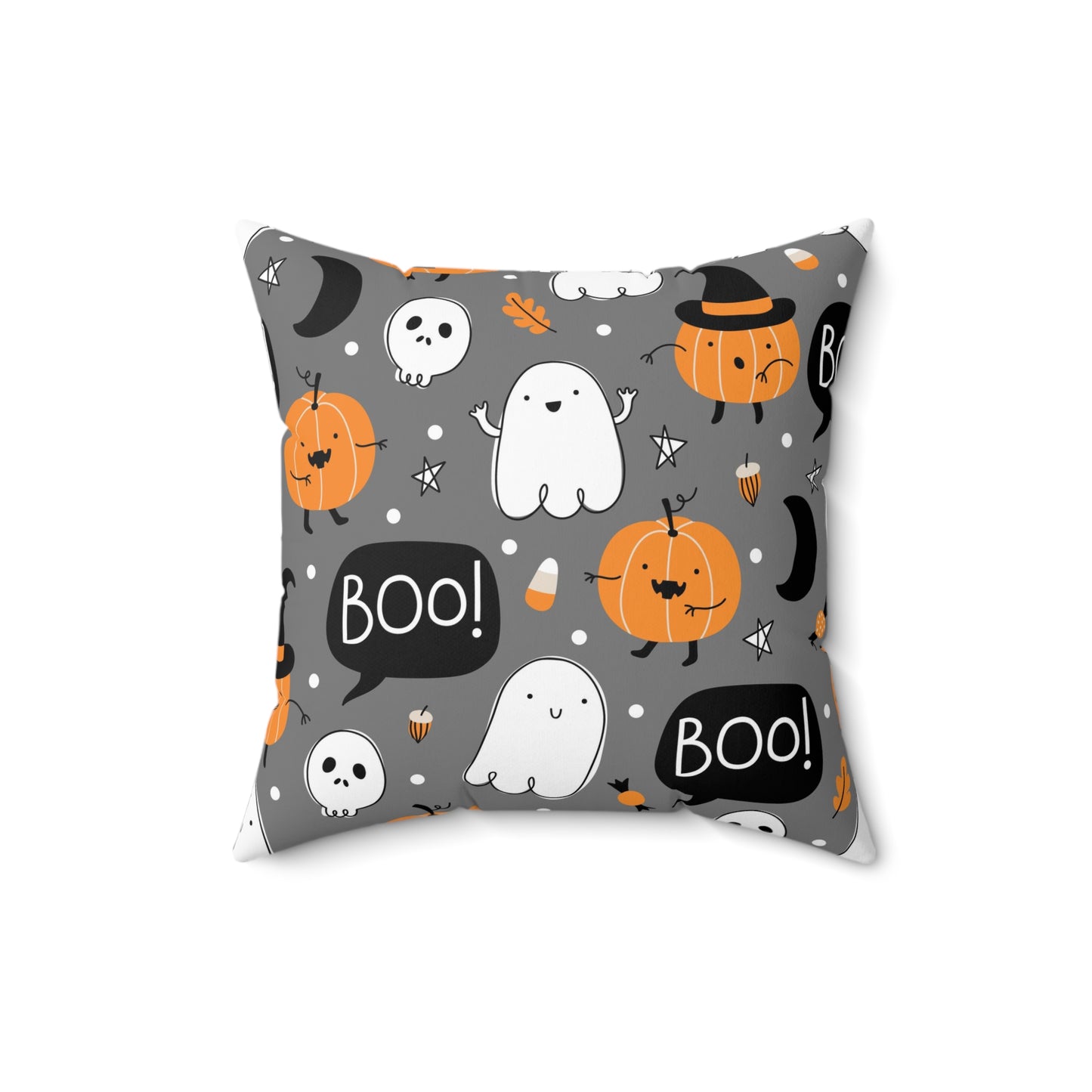 Ghost And Pumpkin Square Pillow